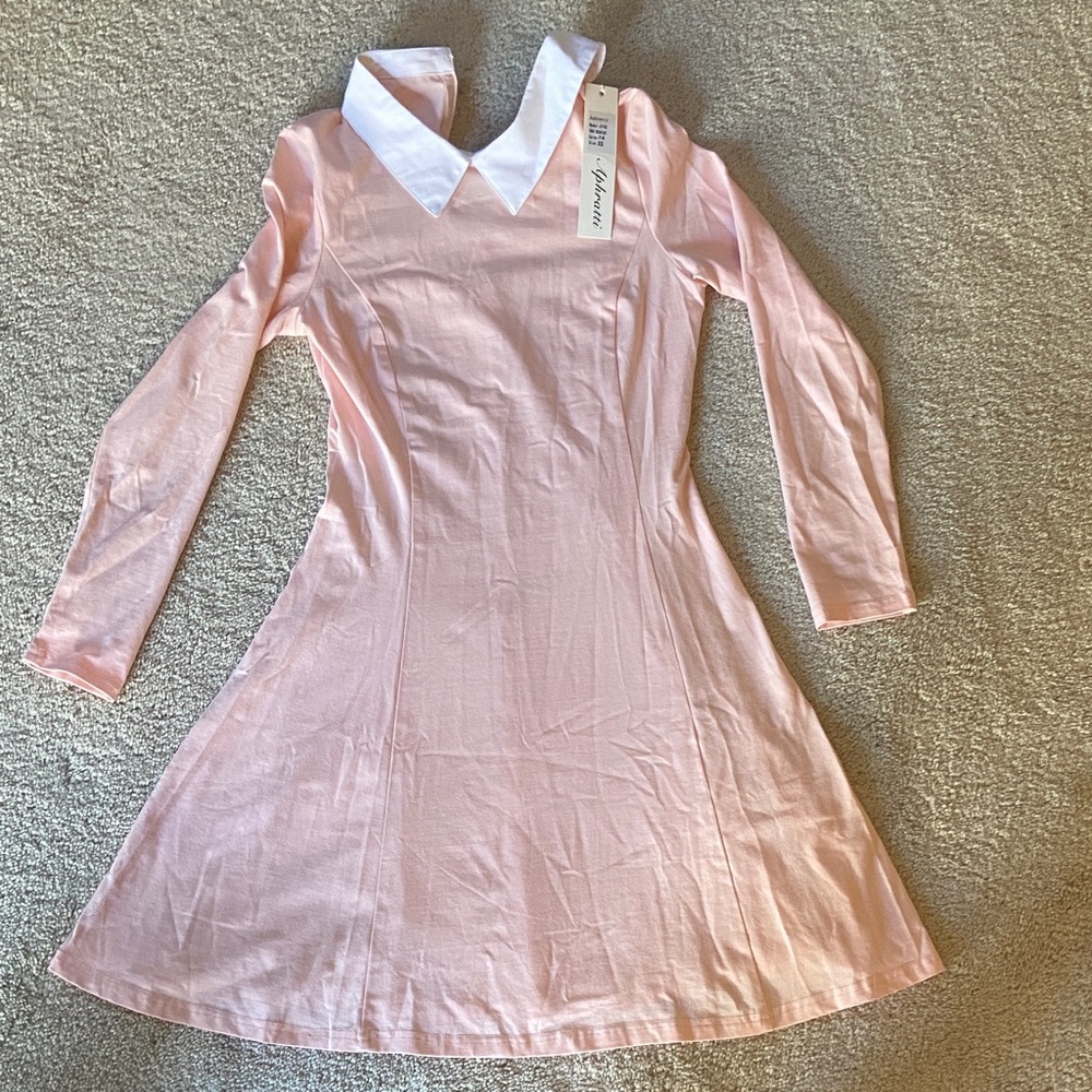 NWT Adorable Light Pink Dress with white collar-great Janet Weiss costume!